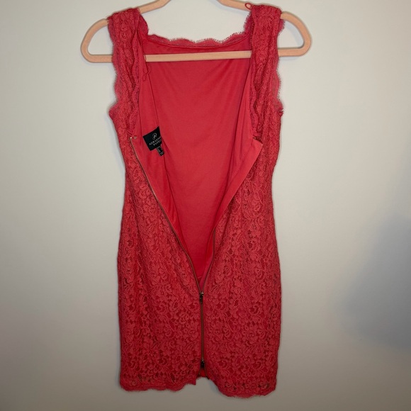 Adrianna Papell Coral Lace Cocktail Dress Wedding Guest Formal Sheath Size 2 - Picture 8 of 14